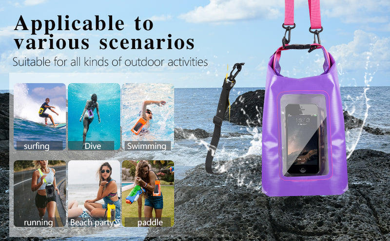 Load image into Gallery viewer, IP68 Waterproof Dry Bag 2L - Roll Top Waterproof Pool Bag,dry bags for kayaking waterproof-w/Phone Pouch,Large Waterproof Phone Pouch,Boating & Kayak Accessories camping - i-Station Mobile Phone & Electronic Device Repair and Accessories