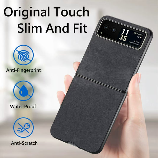 Motorola Moto Razr 40/Ultra PU Minimalist Flip Genuine Leather Series Case - i-Station Mobile Phone & Electronic Device Repair and Accessories