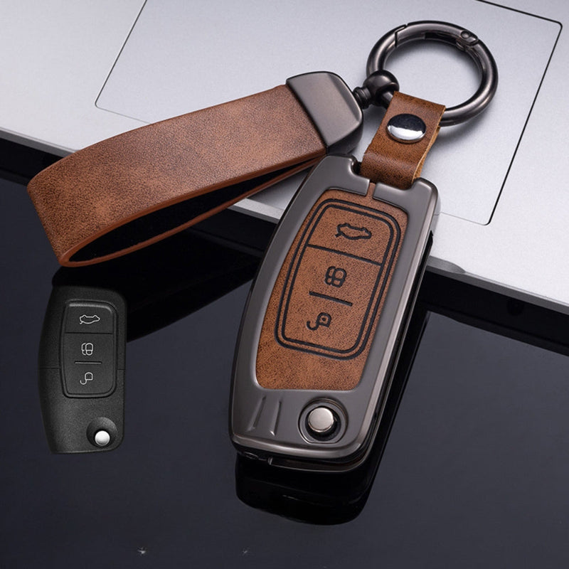 Load image into Gallery viewer, Ford Zinc Alloy Leather Folding Car Key Fob Case Cover For Ranger, Mustang, Everest, Escape, Puma, Transit, Focus, Fiesta, Ranger Raptor, Mondeo - i-Station Mobile Phone & Electronic Device Repair and Accessories