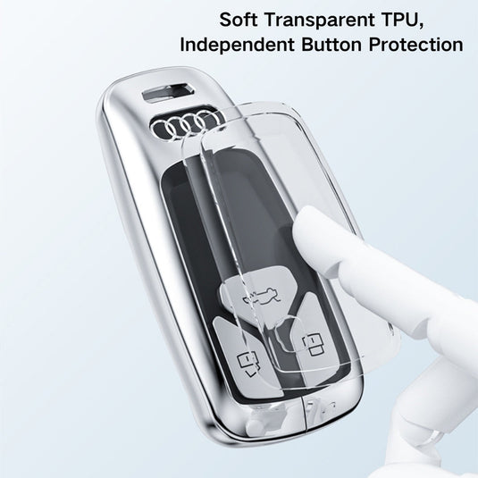 Audi Zinc Alloy + Carbon Fiber Texture Car Key Fob Case Cover For A3, A4, A5, A6, Q2, Q3, Q5, Q7, Q8, e-tron - i-Station Mobile Phone & Electronic Device Repair and Accessories