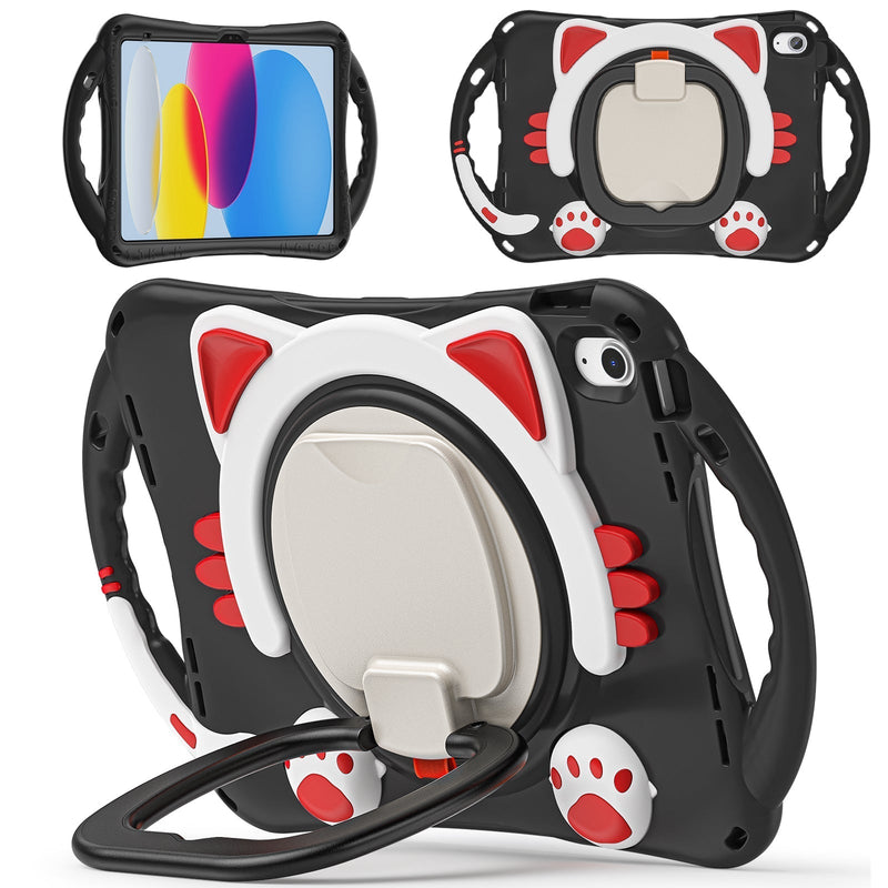 Load image into Gallery viewer, Apple iPad 10th 2022 10.9“ EVA Kid Friendly Cat Style Heavy Duty Case with Handle Stand Ring - Polar Tech Australia