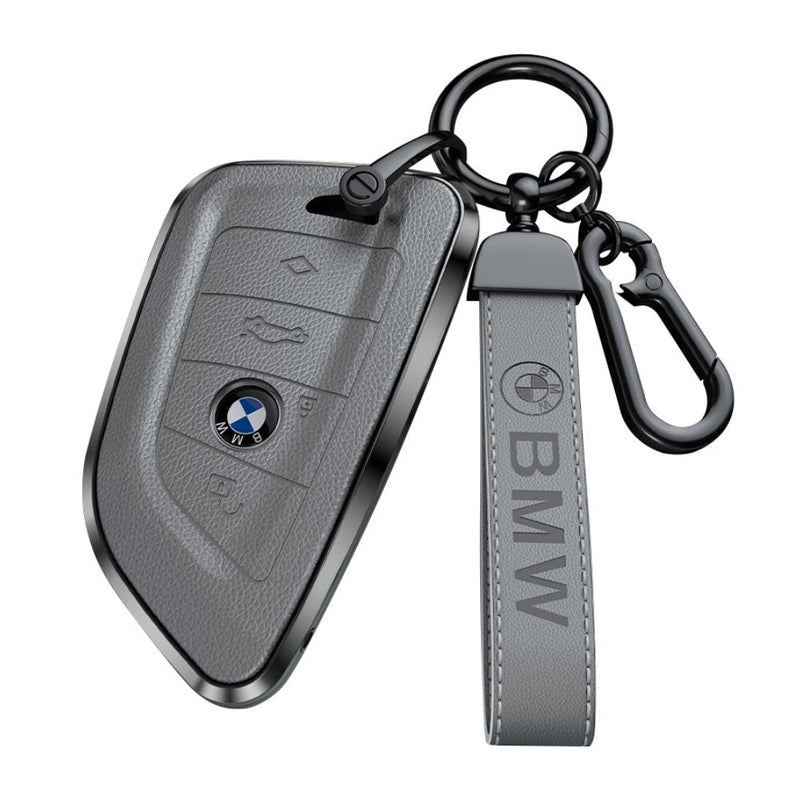 Load image into Gallery viewer, BMW Zinc Alloy + Leather Protection Car Key Fob Case Cover For 1, 2, 3, 5, 7 Series, X3, X5, X6 - i-Station Mobile Phone & Electronic Device Repair and Accessories