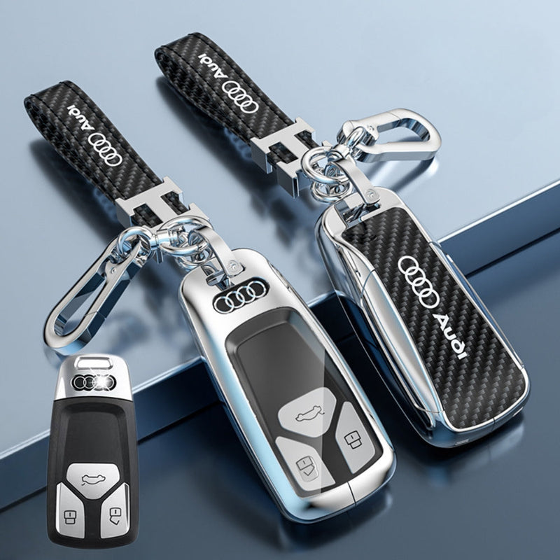 Load image into Gallery viewer, Audi Zinc Alloy + Carbon Fiber Texture Car Key Fob Case Cover For A3, A4, A5, A6, Q2, Q3, Q5, Q7, Q8, e-tron - i-Station Mobile Phone & Electronic Device Repair and Accessories