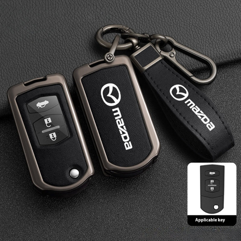 Load image into Gallery viewer, Mazda Zinc Alloy Leather Folding Car Key Fob Case Cover For Mazda 2, 3, 5, 6, CX-5, CX-7, CX-9, RX-8, MX-5 - i-Station Mobile Phone & Electronic Device Repair and Accessories