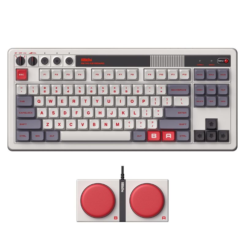 Load image into Gallery viewer, 8BitDo Retro Mechanical Keyboard, Bluetooth/2.4G/USB-C Hot Swappable Gaming Keyboard with 87 Keys, Dual Super Programmable Buttons for Windows and Android (N) - i-Station Mobile Phone & Electronic Device Repair and Accessories