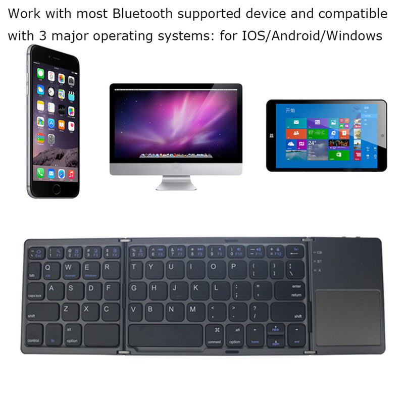 Load image into Gallery viewer, Foldable Bluetooth Keyboard with Touchpad Portable Wireless Keyboard , Rechargeable Full Size Ultra Slim Pocket Folding Keyboard for Android Windows iOS Tablet And Mobile Phone - i-Station Mobile Phone & Electronic Device Repair and Accessories