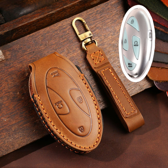 Hyundai Handcrafted Genuine Leather Car Key Fob Protective Case Cover For Ionic 6, Kona EV, Grandeur GN7 - i-Station Mobile Phone & Electronic Device Repair and Accessories