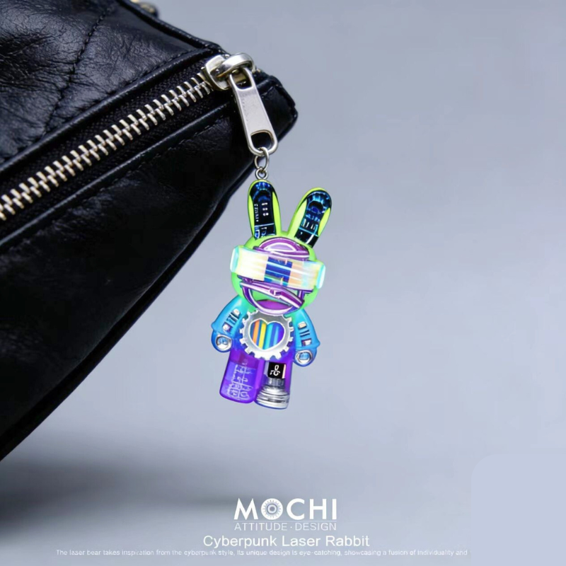 Load image into Gallery viewer, MOCHI Cyberpunk Laser Rabbit Keychain for Car Keys & Bag Pendant