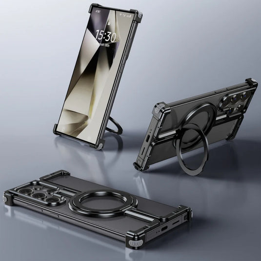 Samsung Galaxy S24/Plus/Ultra - Metal Frame Stand Magsafe Magnetic Phone Case - i-Station Mobile Phone & Electronic Device Repair and Accessories