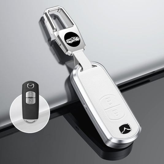 Mazda Aluminum Alloy Genuine Leather Car Key Fob Cover Case For MX-5, CX-5, CX-7, CX-9, Mazda 6 - i-Station Mobile Phone & Electronic Device Repair and Accessories