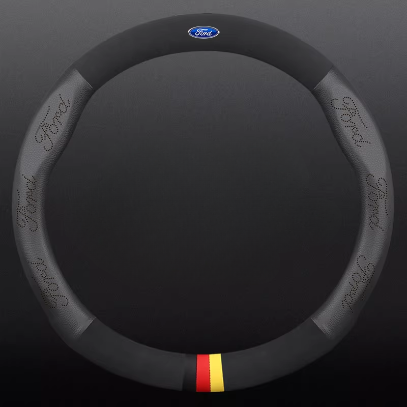 Load image into Gallery viewer, Ford Leather & Carbon Fiber Car Steering Wheel Covers for Mondeo, Focus, Edge, Escort, Kuga, Escape, Taurus