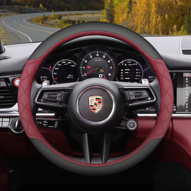 Load image into Gallery viewer, Porsche Nappa Leather Ultra-thin Steering Wheel Cover for Macan, Taycan, Cayenne, 718, Panamera