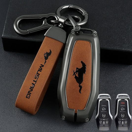 Ford Mustang Zinc Alloy Leather Car Key Fob Case Cover - i-Station Mobile Phone & Electronic Device Repair and Accessories
