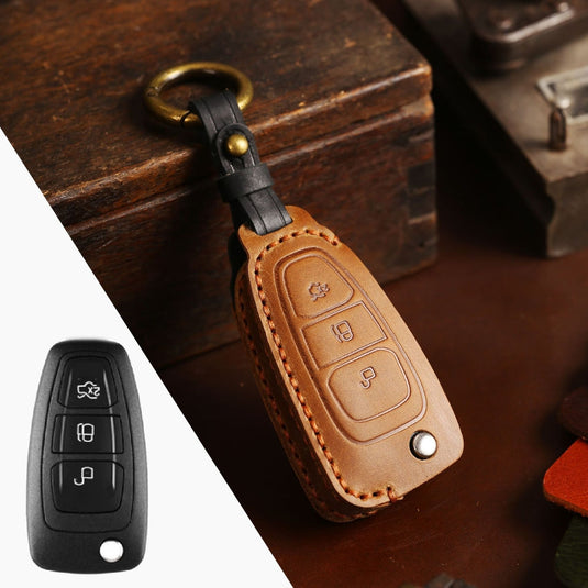 Ford Handcrafted Genuine Leather Car Key Fob Protective Case Cover For Kuga, Edge, Ranger, Mondeo, Focus - i-Station Mobile Phone & Electronic Device Repair and Accessories