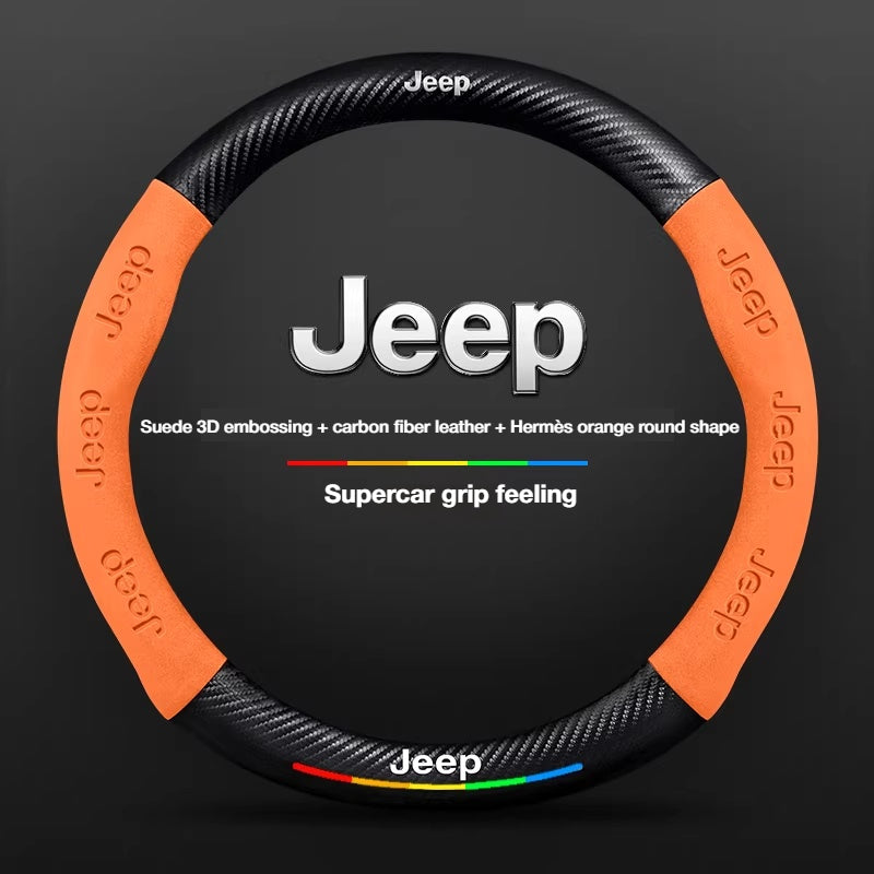 Load image into Gallery viewer, Jeep Leather-Texture Suede Durable, Sporty Feel Steering Wheel Cover For Compass, Grand Cherokee, Commander, Wrangler, Renegade, Liberty - i-Station Mobile Phone & Electronic Device Repair and Accessories