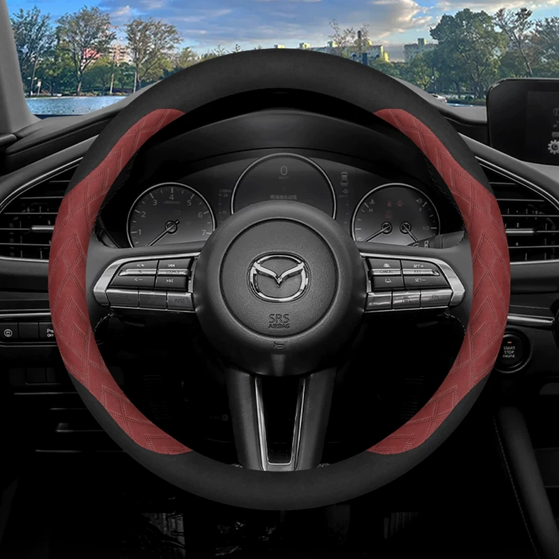 Load image into Gallery viewer, Mazda Premium Suede Leather Steering Wheel Cover For Mazda 3 Axela, CX-5, CX-4, Atenza, CX-30, CX-50, Mazda 6, Ruiyi - i-Station Mobile Phone & Electronic Device Repair and Accessories