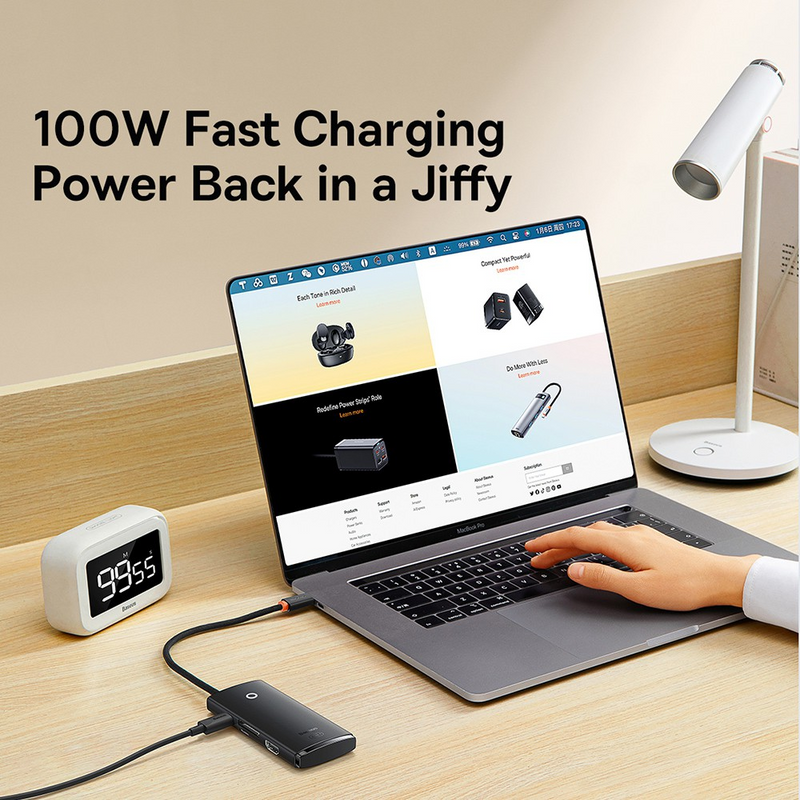 Load image into Gallery viewer, Baseus Lite Series 6-Port Type-C HUB Docking Station (Type-C to HDMI+USB3.0*2+PD+SD/TF) - Black - i-Station Mobile Phone & Electronic Device Repair and Accessories