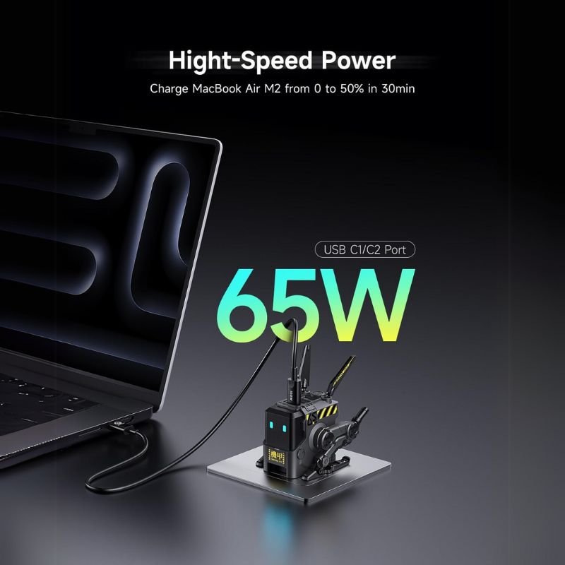 Load image into Gallery viewer, GravaStar Power Strip + GravaStar 65W USB C Charger, Alpha65 Robot Fast GaN Charger Block, 3-Port Fast Power Adapter, Foldable Compact Wall USB C Charge - i-Station Mobile Phone & Electronic Device Repair and Accessories
