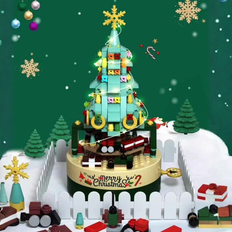 Load image into Gallery viewer, Christmas Tree Rotating Music Box โ Fun Building Block Toy, Perfect Gift for Children & Holiday Decor