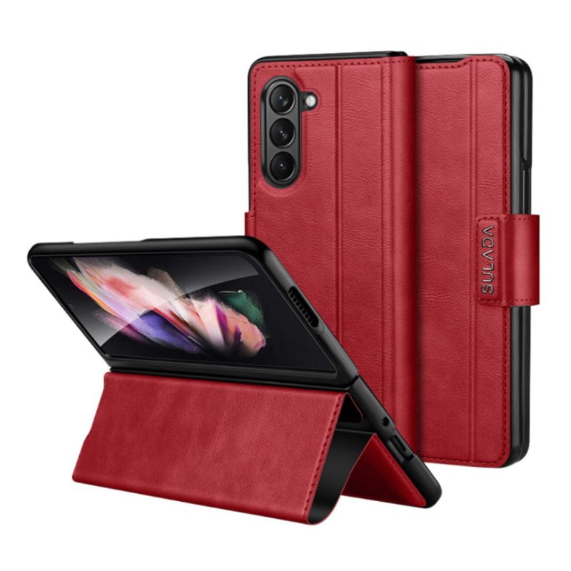 Load image into Gallery viewer, Samsung Galaxy Z Fold 4 Full-wrap Plain Leather Foldable Stand Magnetic Closure Case - i-Station Mobile Phone & Electronic Device Repair and Accessories