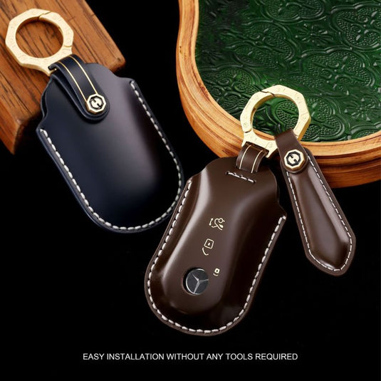 Mercedes Benz Genuine Leather Protection Car Key Fob Case Cover For Benz A, C, E, S-Class, GLC, GLE, GLS, GLS, EQC, EQS - i-Station Mobile Phone & Electronic Device Repair and Accessories