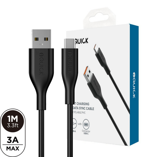 iQuick PVC USB-A to USB-C Fast Charging Cable 1M - i-Station Mobile Phone & Electronic Device Repair and Accessories