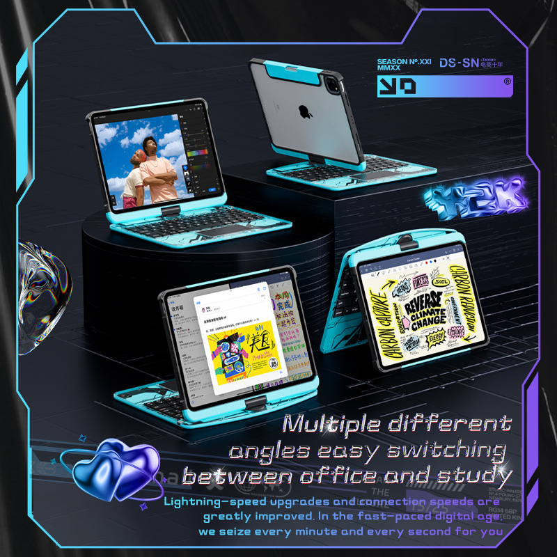 Load image into Gallery viewer, Apple iPad Air 4/5 10.9'' 4/5th Gen (2020/2022) - 180 Degree Rotation Magic Cyberpunk Style Transparent Keyboard Case - i-Station Mobile Phone & Electronic Device Repair and Accessories
