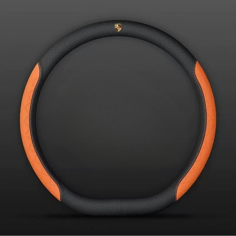 Load image into Gallery viewer, Porsche PU Leather Steering Wheel Cover with Heat-Pressed Embossed Texture For Cayenne, Macan, Panamera, 718, 911, Taycan