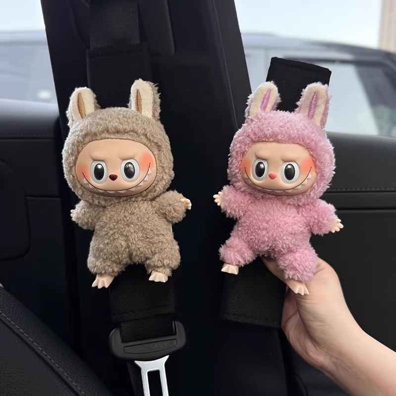 Load image into Gallery viewer, Labubu Cute Plush Car Seatbelt Shoulder Cover