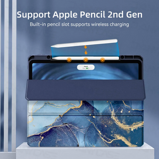 Apple iPad 5/6 9.7'' 5/6th Gen (2017/2018) Painted Marble Transparent Acrylic Flip Case With Pen Slot - i-Station Mobile Phone & Electronic Device Repair and Accessories