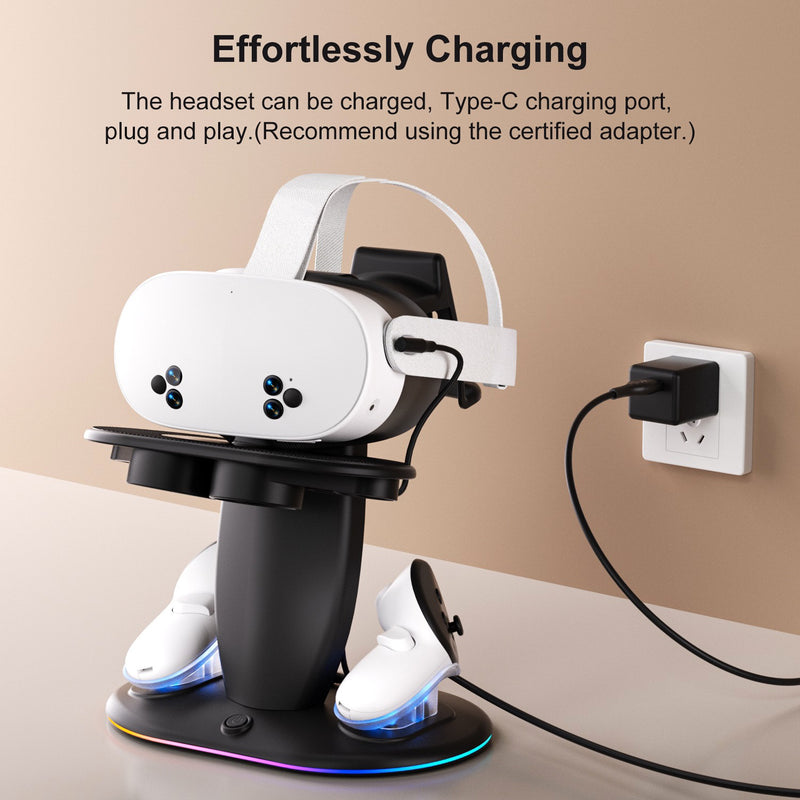Load image into Gallery viewer, Meta Quest 2 & Quest 3 & Quest 3S - 30W Desktop Fast Charging RGB Storage Dock Stand - i-Station Mobile Phone & Electronic Device Repair and Accessories