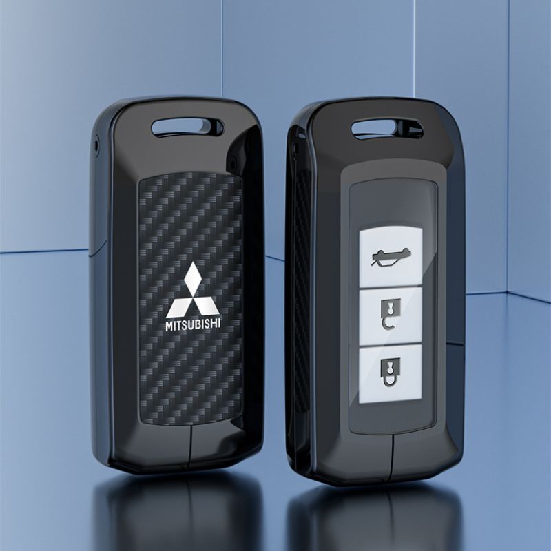 Load image into Gallery viewer, Mitsubishi Zinc Alloy + Carbon Fiber Texture Car Key Fob Case Cover For Outlander, Eclipse Cross, ASX, Pajero, Pajero Sport, Lancer EX - i-Station Mobile Phone & Electronic Device Repair and Accessories