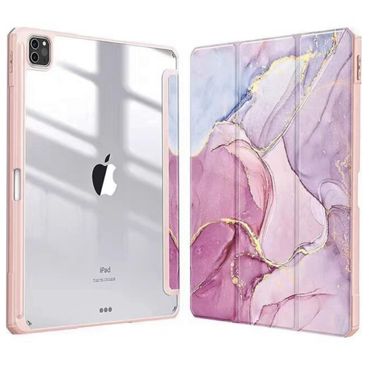 Apple iPad 5/6 9.7'' 5/6th Gen (2017/2018) Painted Marble Transparent Acrylic Flip Case With Pen Slot - i-Station Mobile Phone & Electronic Device Repair and Accessories