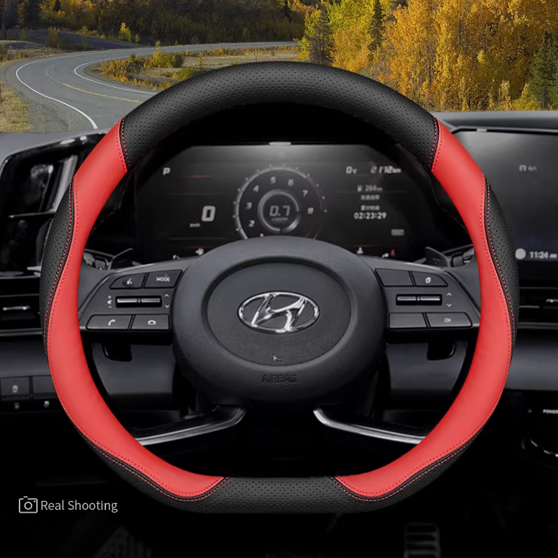 Load image into Gallery viewer, Hyundai Premium Nappa Leather Breathable Ultra-Thin Non-Slip Steering Wheel Cover For Elantra 7th Gen, Mistra, Lafesta, Tucson L, Custo, Mocha, ix35 - i-Station Mobile Phone & Electronic Device Repair and Accessories