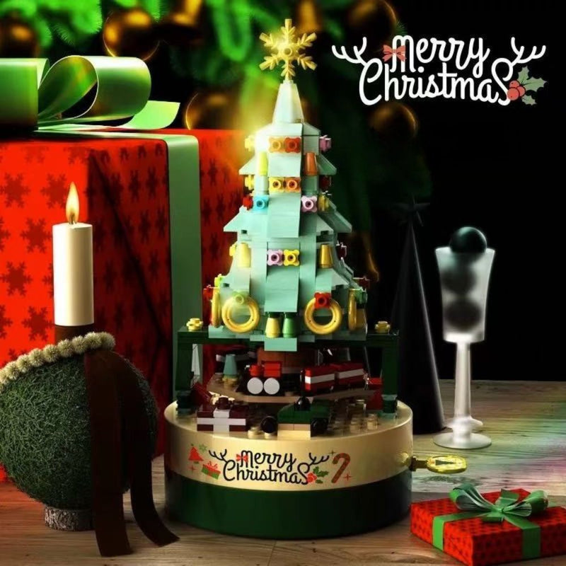 Load image into Gallery viewer, Christmas Tree Rotating Music Box โ Fun Building Block Toy, Perfect Gift for Children & Holiday Decor