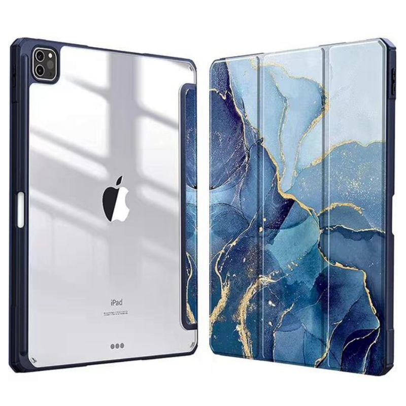 Load image into Gallery viewer, Apple iPad 5/6 9.7'' 5/6th Gen (2017/2018) Painted Marble Transparent Acrylic Flip Case With Pen Slot - i-Station Mobile Phone & Electronic Device Repair and Accessories