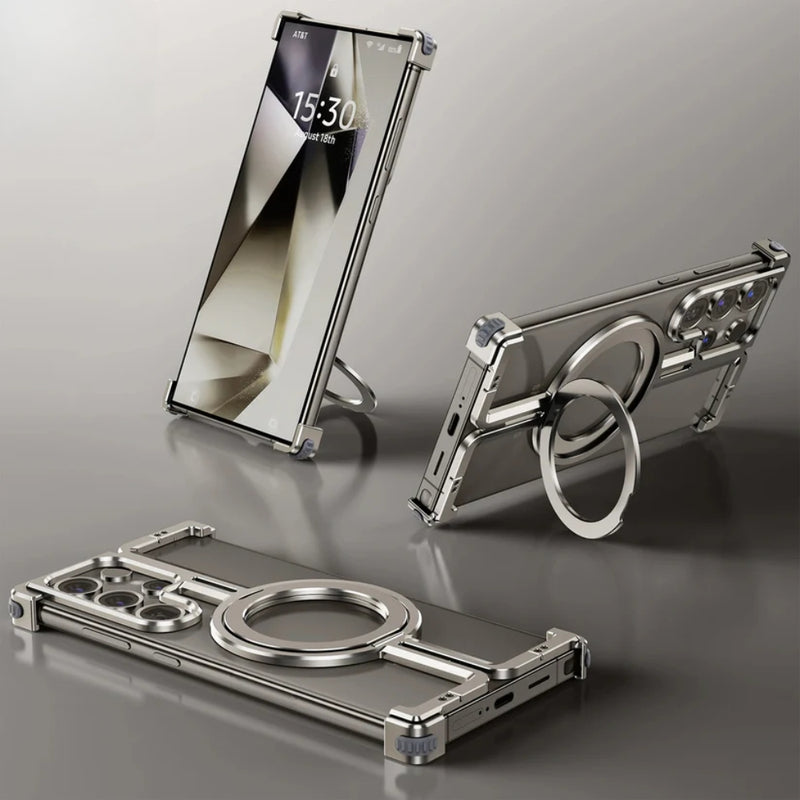 Load image into Gallery viewer, Samsung Galaxy S24/Plus/Ultra - Metal Frame Stand Magsafe Magnetic Phone Case - i-Station Mobile Phone & Electronic Device Repair and Accessories