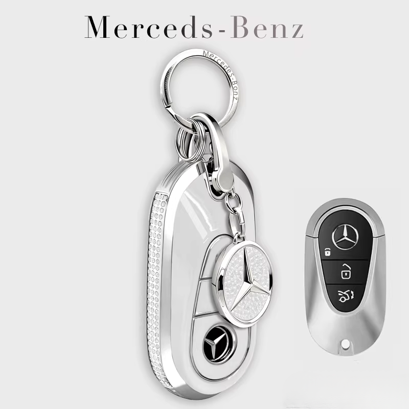 Load image into Gallery viewer, Mercedes Benz Electroplated Car Key Fob Case Cover For E300L, C260L, C200, GLB, A200L, S-Class, GLC260, GLE350, GLA - i-Station Mobile Phone & Electronic Device Repair and Accessories