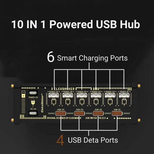 Eleksmaker NK4 USB 15W Data Powered Hub with Individual LED Power Switches - i-Station Mobile Phone & Electronic Device Repair and Accessories