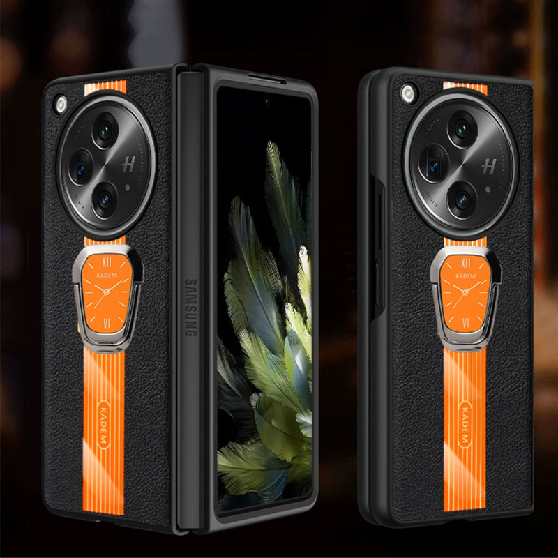Load image into Gallery viewer, OPPO Find N (PEUM00) - Leather Silicone Magnetic Metal Ring Stand Shockproof Protective Case - i-Station Mobile Phone & Electronic Device Repair and Accessories