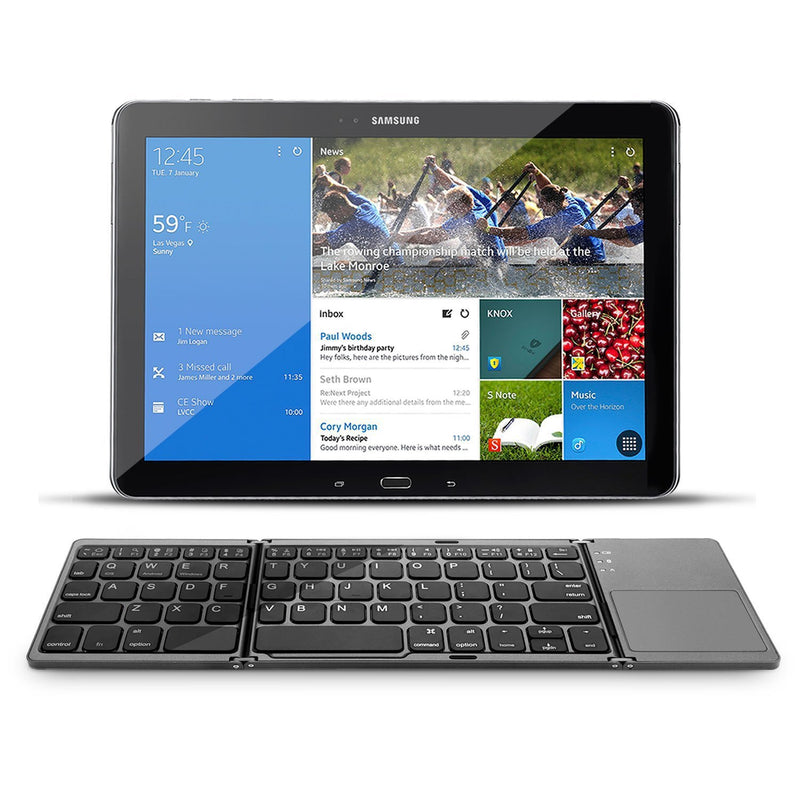 Load image into Gallery viewer, Foldable Bluetooth Keyboard with Touchpad Portable Wireless Keyboard , Rechargeable Full Size Ultra Slim Pocket Folding Keyboard for Android Windows iOS Tablet And Mobile Phone - i-Station Mobile Phone & Electronic Device Repair and Accessories