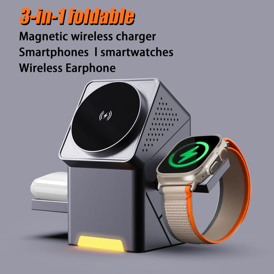 3 in 1 Wireless Charging Station for Apple MagSafe Charger Stand, Qi2 Wireless Charger,15W Magnetic Charger Dock for iPhone 16,15,14,13,12, for Apple Watch,AirPods - i-Station Mobile Phone & Electronic Device Repair and Accessories