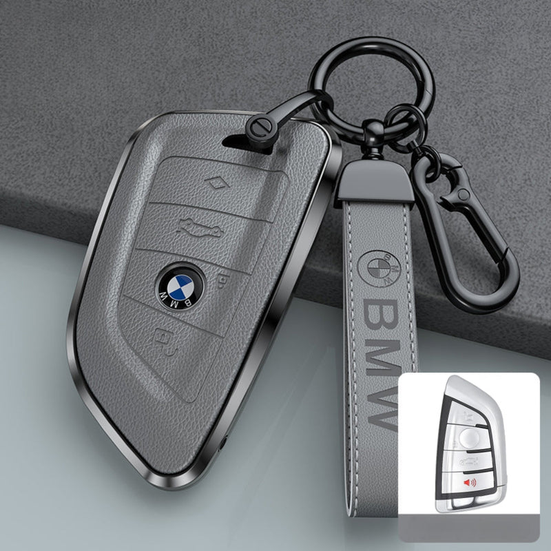 Load image into Gallery viewer, BMW Zinc Alloy + Leather Protection Car Key Fob Case Cover For 1, 2, 3, 5, 7 Series, X3, X5, X6 - i-Station Mobile Phone & Electronic Device Repair and Accessories