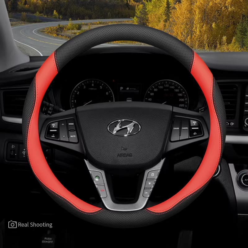 Load image into Gallery viewer, Hyundai Premium Nappa Leather Breathable Ultra-Thin Non-Slip Steering Wheel Cover For Elantra 7th Gen, Mistra, Lafesta, Tucson L, Custo, Mocha, ix35 - i-Station Mobile Phone & Electronic Device Repair and Accessories