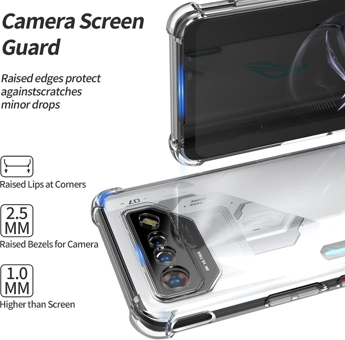 Asus ROG Phone 6/6 Pro/6D/6D Ultimate - AirPillow Cushion Transparent Soft Clear TPU Four Corners Protective Case With 2PC 9H Tempered Glass Screen Protector - i-Station Mobile Phone & Electronic Device Repair and Accessories