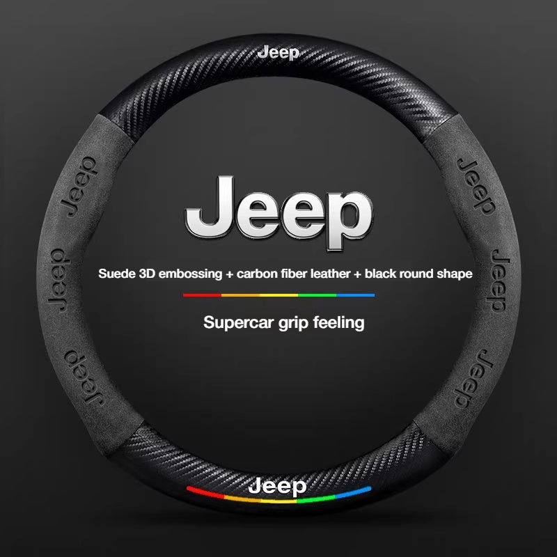 Load image into Gallery viewer, Jeep Leather-Texture Suede Durable, Sporty Feel Steering Wheel Cover For Compass, Grand Cherokee, Commander, Wrangler, Renegade, Liberty - i-Station Mobile Phone & Electronic Device Repair and Accessories