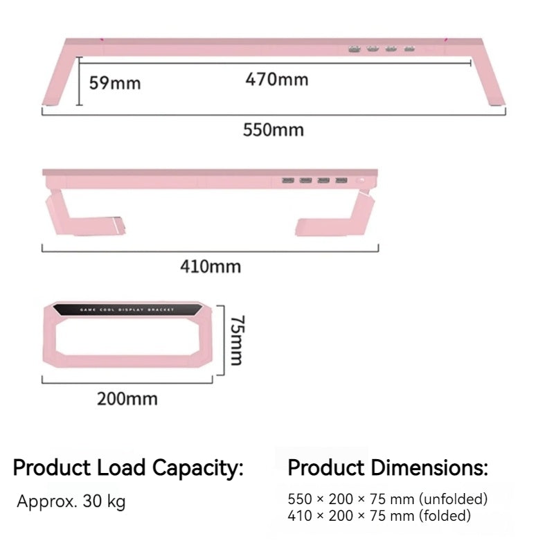 Load image into Gallery viewer, RGB Monitor Riser Stand with Foldable Legs, 4-Port USB Hub & Storage Drawer - i-Station Mobile Phone & Electronic Device Repair and Accessories