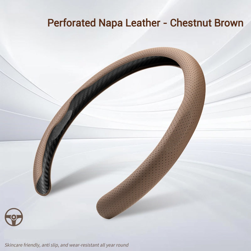 Load image into Gallery viewer, Universal Nappa Leather Steering Wheel Cover – For Four Season & Non-slip & Breathable & Scratch-resistant & Wear-resistant & Perforated Design - i-Station Mobile Phone & Electronic Device Repair and Accessories