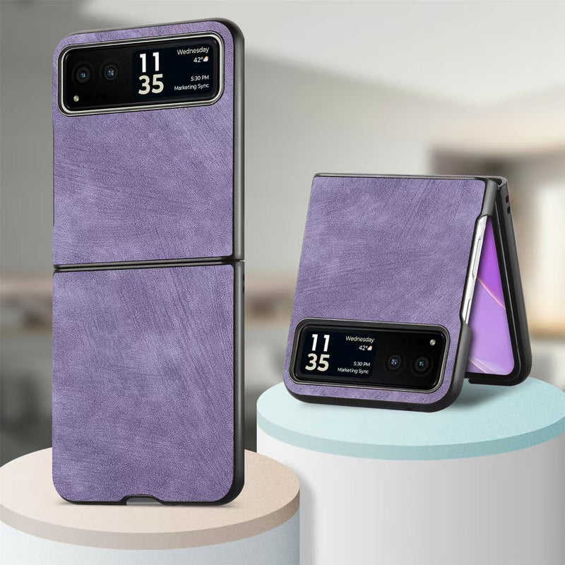Load image into Gallery viewer, Motorola Moto Razr 40/Ultra PU Minimalist Flip Genuine Leather Series Case - i-Station Mobile Phone & Electronic Device Repair and Accessories