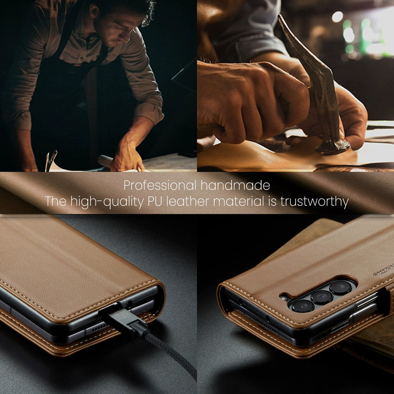 Load image into Gallery viewer, Samsung Galaxy Z Fold 6 (SM-F956) Premium Leather Shockproof Wallet Series Case - i-Station Mobile Phone & Electronic Device Repair and Accessories